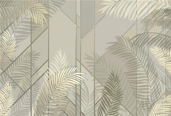 Gold Palmiye Yapraklar Art Deco Duvar Kağıdı